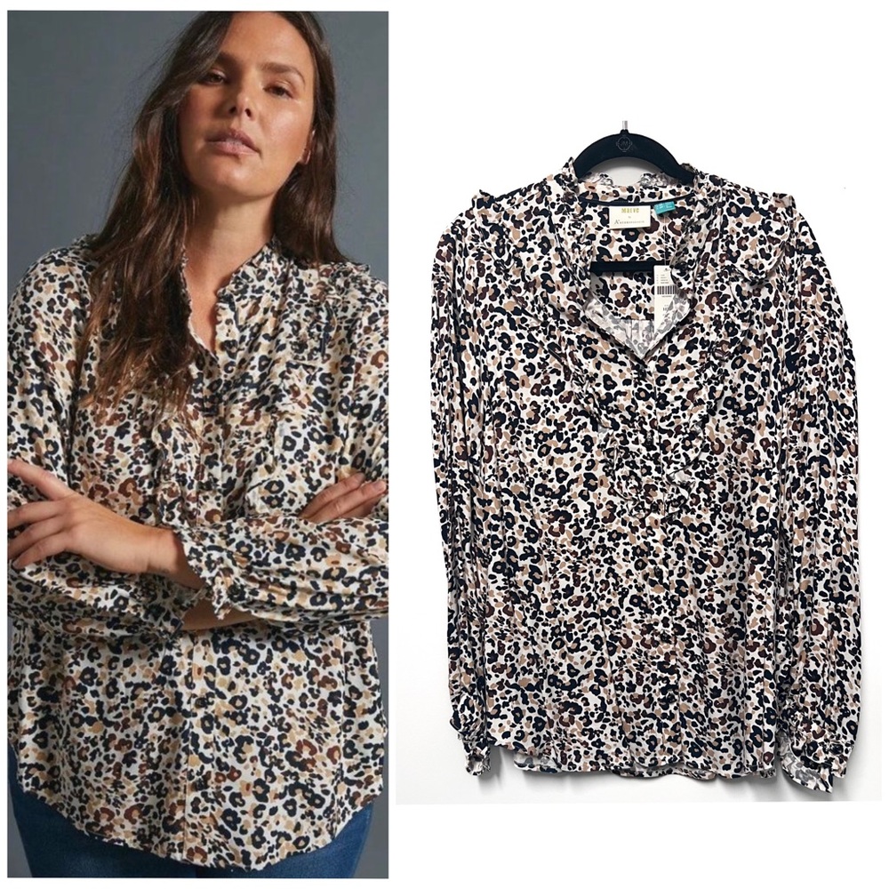 Anthropologie | Maeve Katia Ruffled Buttondown (Size 1X) - NWT